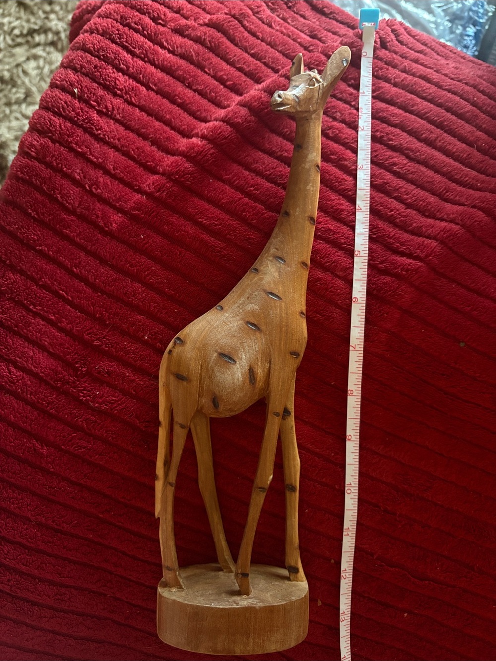 Hand-Carved Wooden Giraffe Figurine - Natural Brown